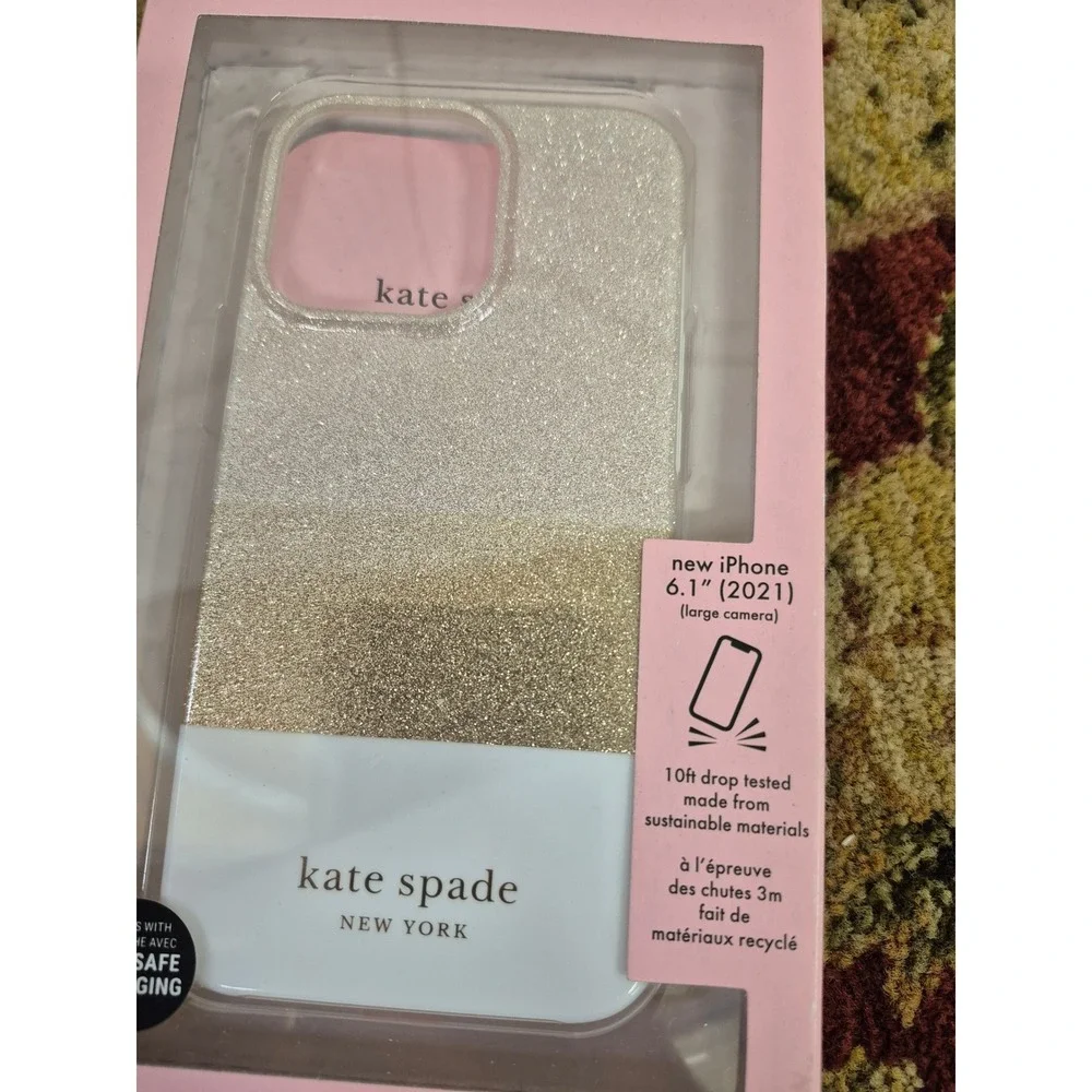 Kate Spade iPhone 13 Case MagSafe Glitter Ombre Hardshell Gold